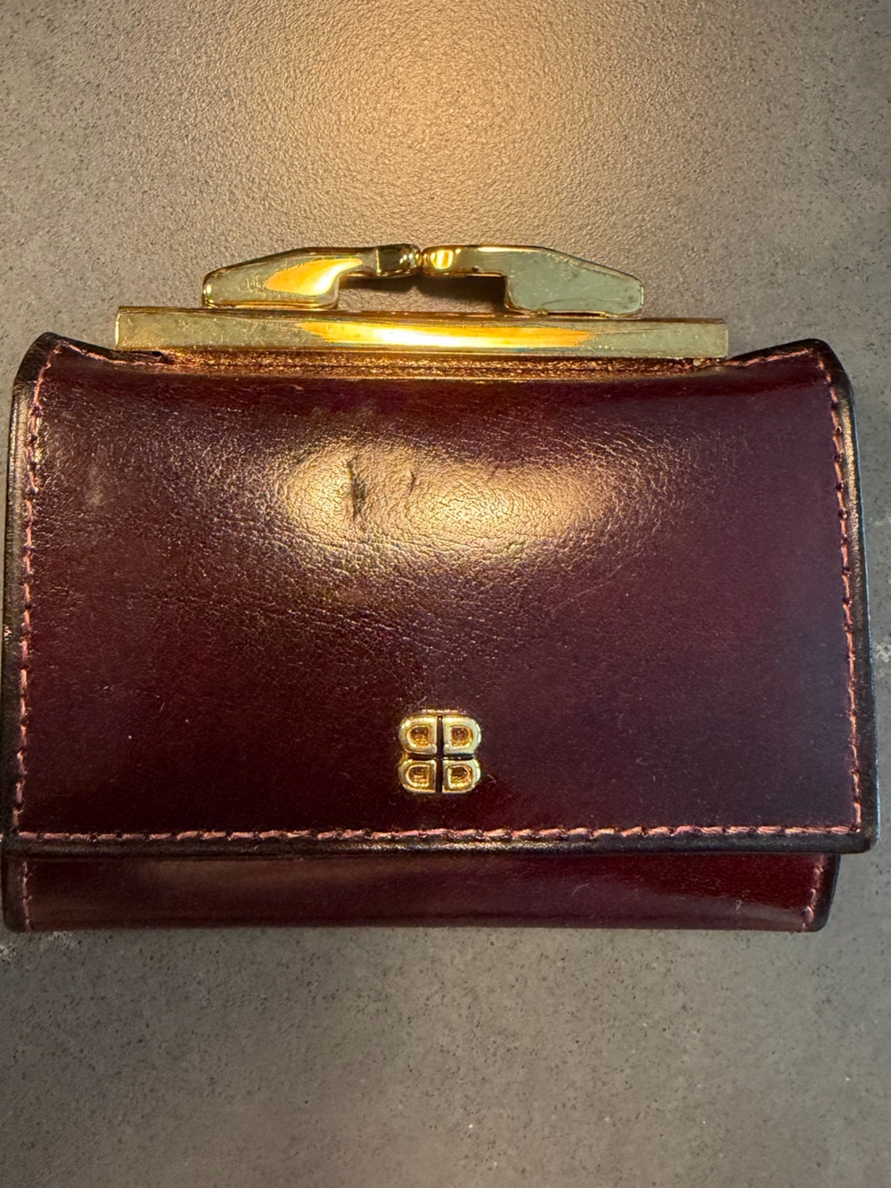 NWOT Vintage Bosca Burgundy Leather Wallet with Gold Hardware